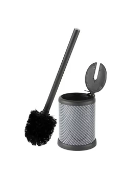 Bath Bliss Self Closing Lid Toilet Brush and Holder in Stainless Steel Swirl