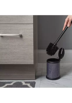 Bath Bliss Self Closing Lid Toilet Brush and Holder in Stainless Steel Swirl -Piper & Wright Sales Belk 170