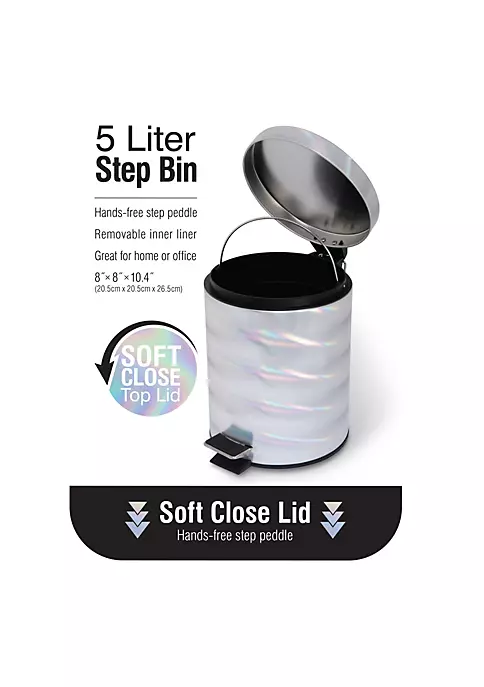 Bath Bliss Holographic Round Step Pedal Trash Can 5 Bath Bliss Holographic Round Step Pedal Trash Can - Image 5