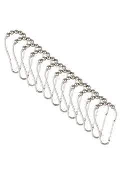 Bath Bliss 12 Pack Carabiner Shower Curtain Roller Rings in Satin