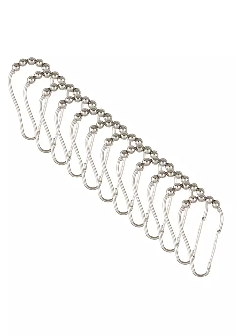 Bath Bliss 12 Pack Carabiner Shower Curtain Roller Rings in Satin -Piper & Wright Sales Belk 204