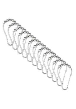 Bath Bliss 12 Pack Carabiner Shower Curtain Roller Rings in Satin -Piper & Wright Sales Belk 208