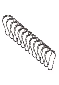 Bath Bliss 12 Pack Carabiner Shower Curtain Roller Rings in Satin -Piper & Wright Sales Belk 209