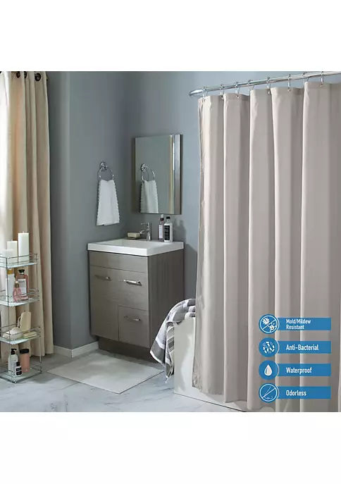 Bath Bliss Microfiber Soft Touch Dash Design Shower Curtain Liner in Silver 3 Bath Bliss Microfiber Soft Touch Dash Design Shower Curtain Liner in Silver - Image 3