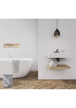 Bath Bliss Stainless Steel Trash Can in Marble -Piper & Wright Sales Belk 380