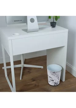 Bath Bliss Stainless Steel Trash Can in Marble -Piper & Wright Sales Belk 382