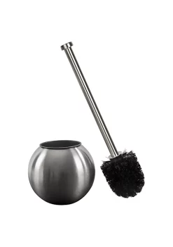Bath Bliss Globe Design Toilet Brush and Holder in Stainless Steel -Piper & Wright Sales Belk 386