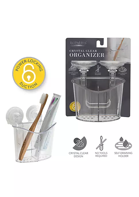 Bath Bliss 2 Compartment Power Locking Suction Clear Organizer 4 Bath Bliss 2 Compartment Power Locking Suction Clear Organizer - Image 4