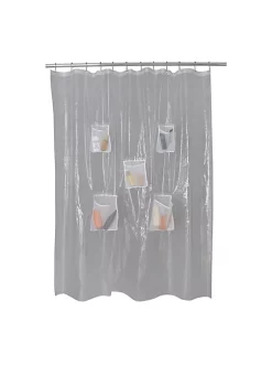 Bath Bliss Heavyweight PEVA Shower Liner with 5 Mesh Pockets
