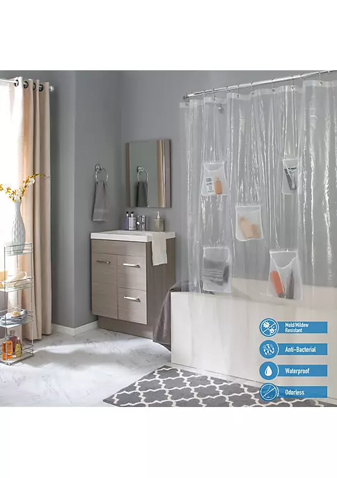 Bath Bliss Heavyweight PEVA Shower Liner with 5 Mesh Pockets 2 Bath Bliss Heavyweight PEVA Shower Liner with 5 Mesh Pockets - Image 2