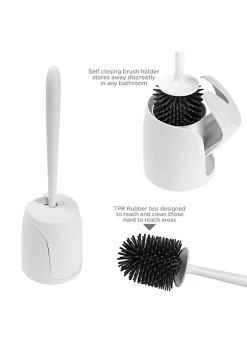 Bath Bliss Self Closing Lid Toilet Brush with Soft Rubber Bristles -Piper & Wright Sales Belk 586