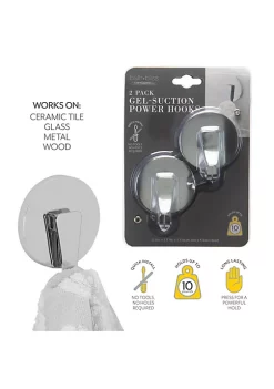 Bath Bliss 2 Pack Gel Suction Power Hooks in Chrome 8 Bath Bliss 2 Pack Gel Suction Power Hooks in Chrome -Piper & Wright Sales Belk 611