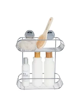 Bath Bliss 2 Tier Suction Cup Bathroom Baskets in Chrome -Piper & Wright Sales Belk 633