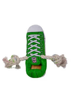 American Pet Supplies Squeaking Comfort Plush Sneaker Dog Chew Toy - Green