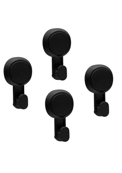 Bath Bliss 4 Pack Gel-Suction Power Hooks in Matte black
