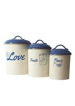 American Pet Supplies French Blue Pet Food & Treat Storage Canisters (Set of 3) -Piper & Wright Sales Belk 696
