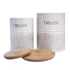 American Pet Supplies Modern Farmhouse Dog Treat Canister - White Swan (set Of 2)