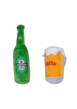American Pet Supplies Beer-cheers Crinkle And Squeaky Plush Dog Toy Combo